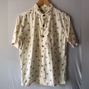 Men's Cream Floral Button-Up Shirt